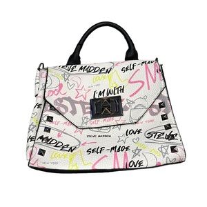 Steve Madden White Balbion with Multicolor Graffiti Crossbody Bag